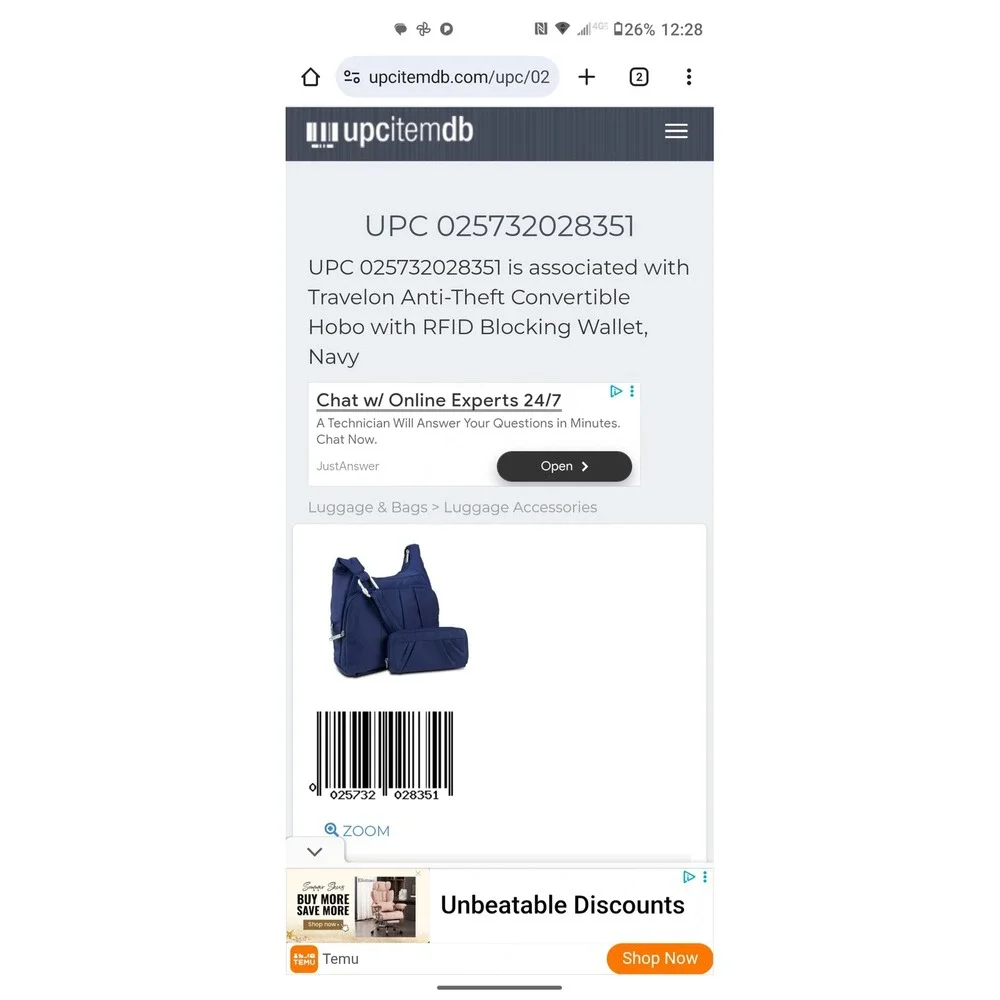 Travelon Anti Theft‎ RFID Blocking Accordion Wallet Navy Blue